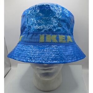 IKEA‎ Knorva Bucket Hat Blue Yellow Reversible Novelty Festival Fun Unique